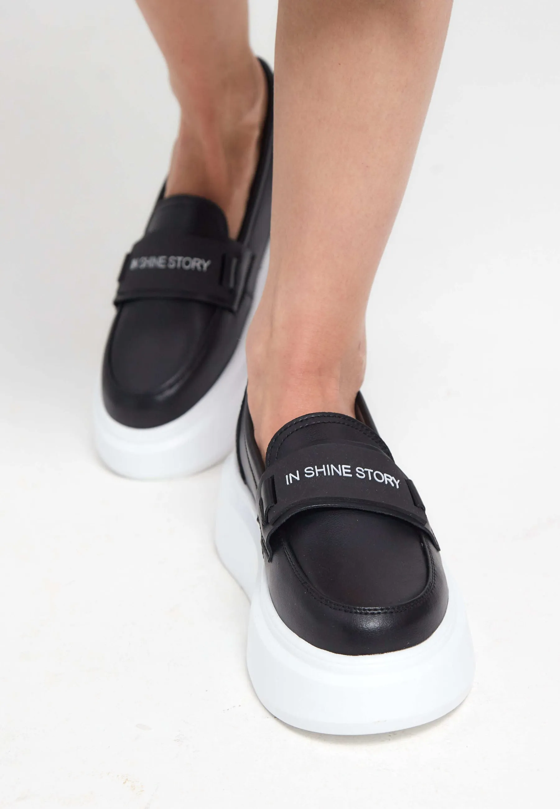 Platform Slip-On Loafers - Black