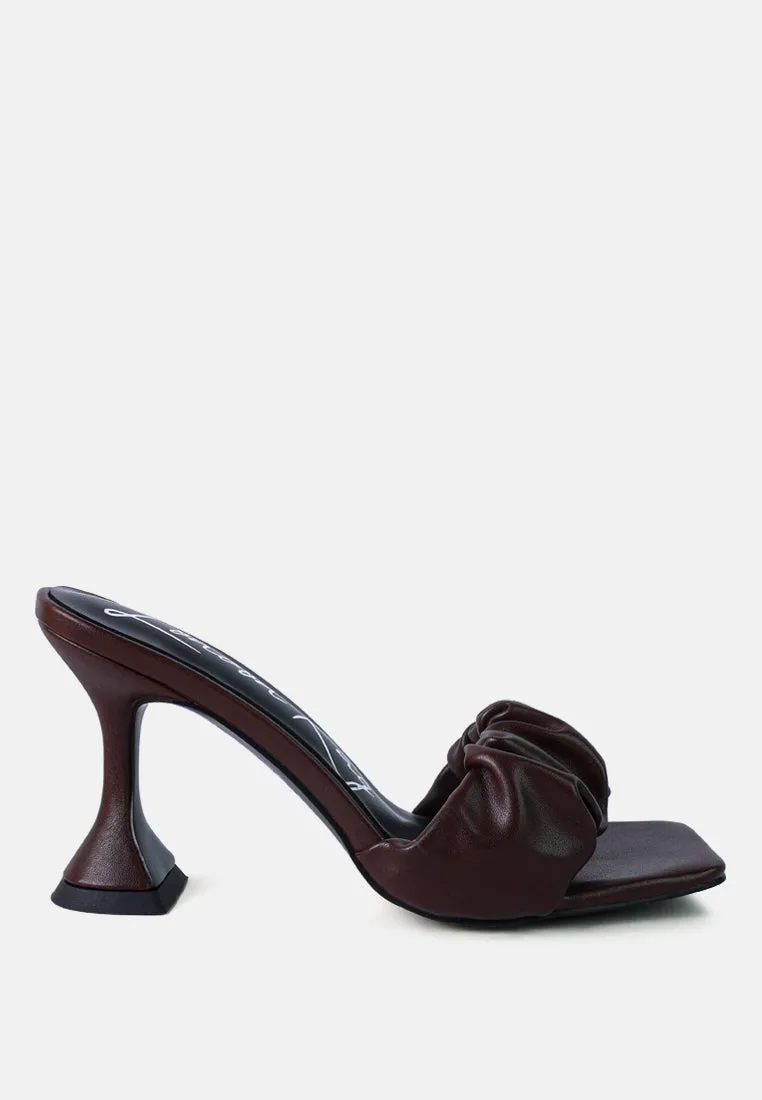 Rebel Ruched Straps Spool Heel Sandals By Ruw