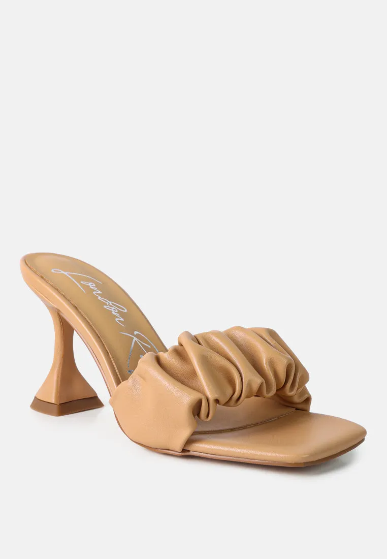 Rebel Ruched Straps Spool Heel Sandals By Ruw