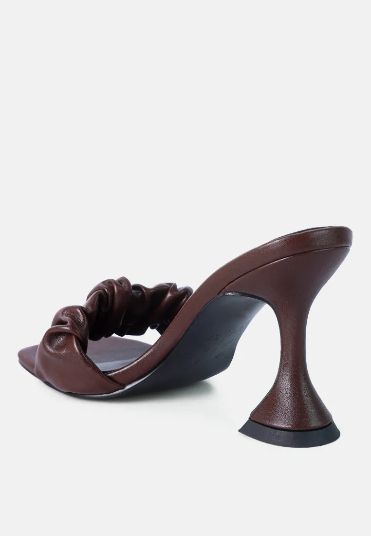 Rebel Ruched Straps Spool Heel Sandals By Ruw