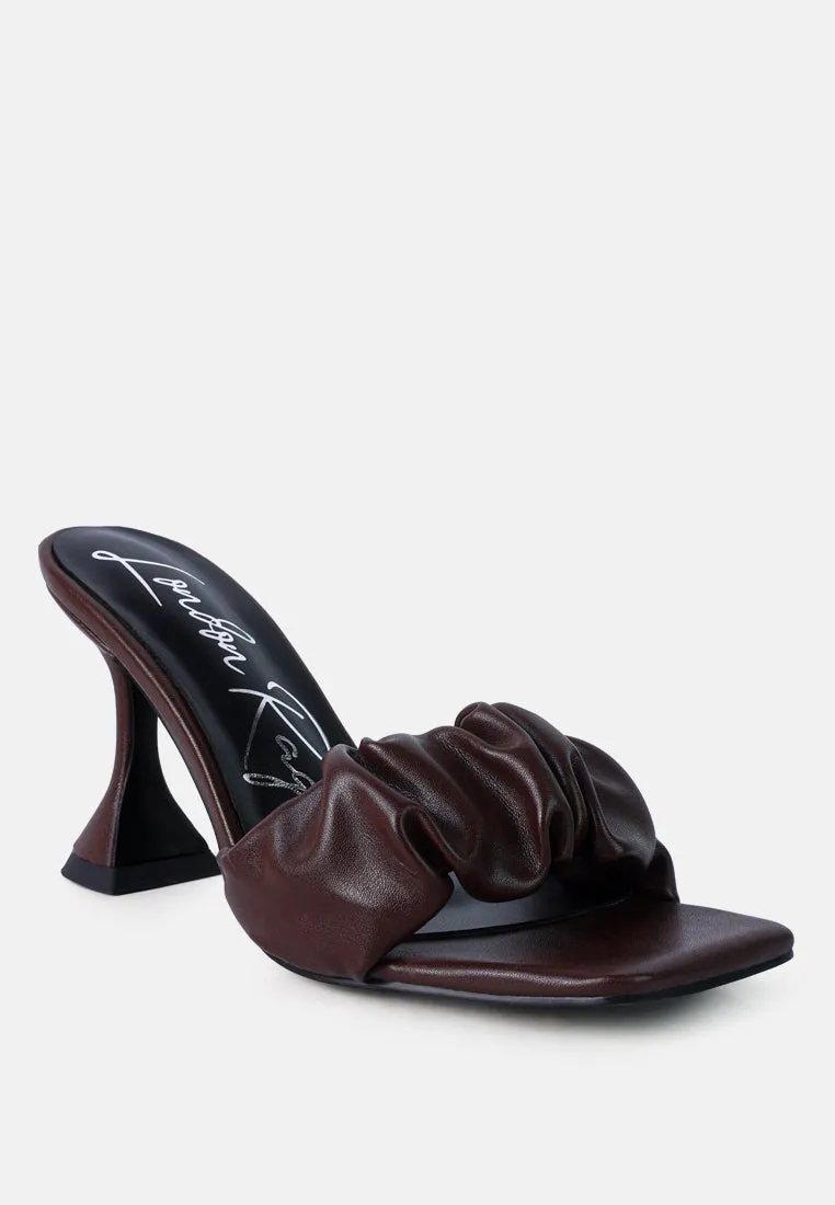 Rebel Ruched Straps Spool Heel Sandals By Ruw