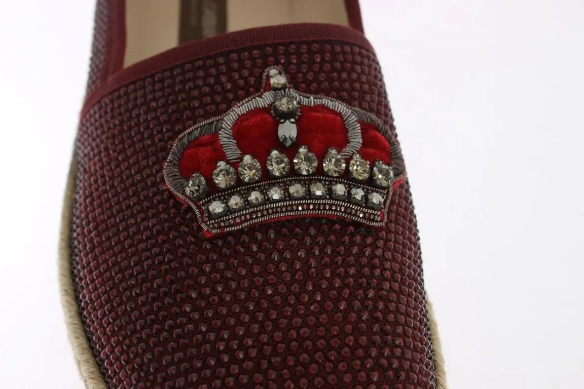 Red Canvas Swarovski Strass Loafers