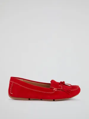 Red Suede Tassel Loafers