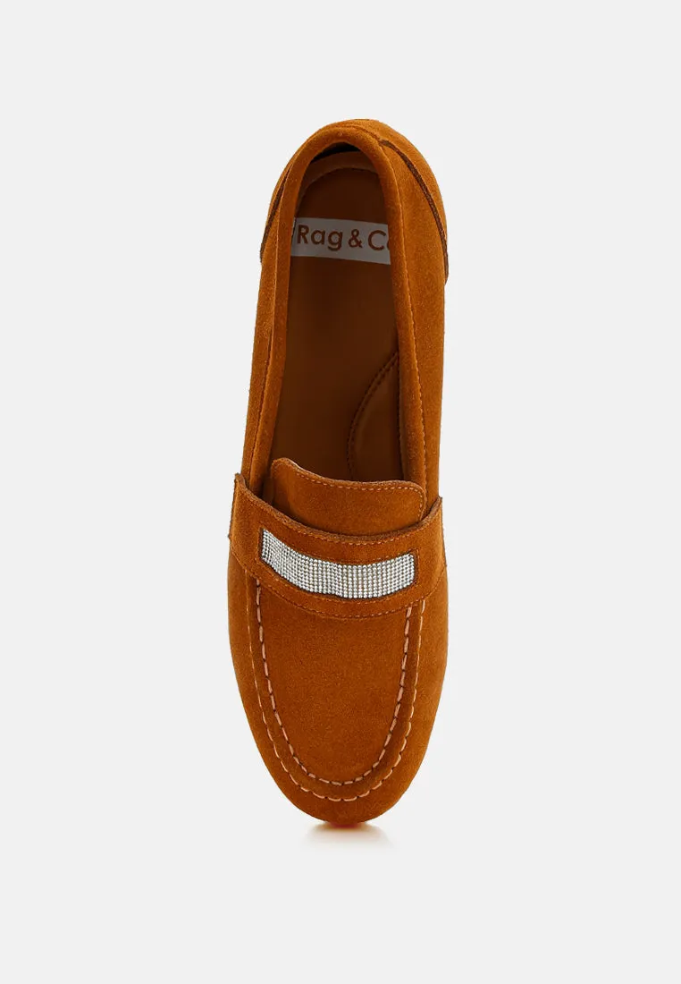 Rhinestone Penny Strap Loafers By RUW