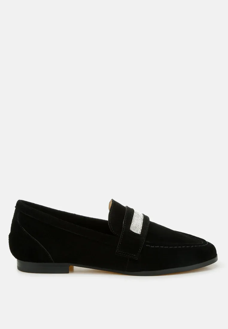 Rhinestone Penny Strap Loafers By RUW