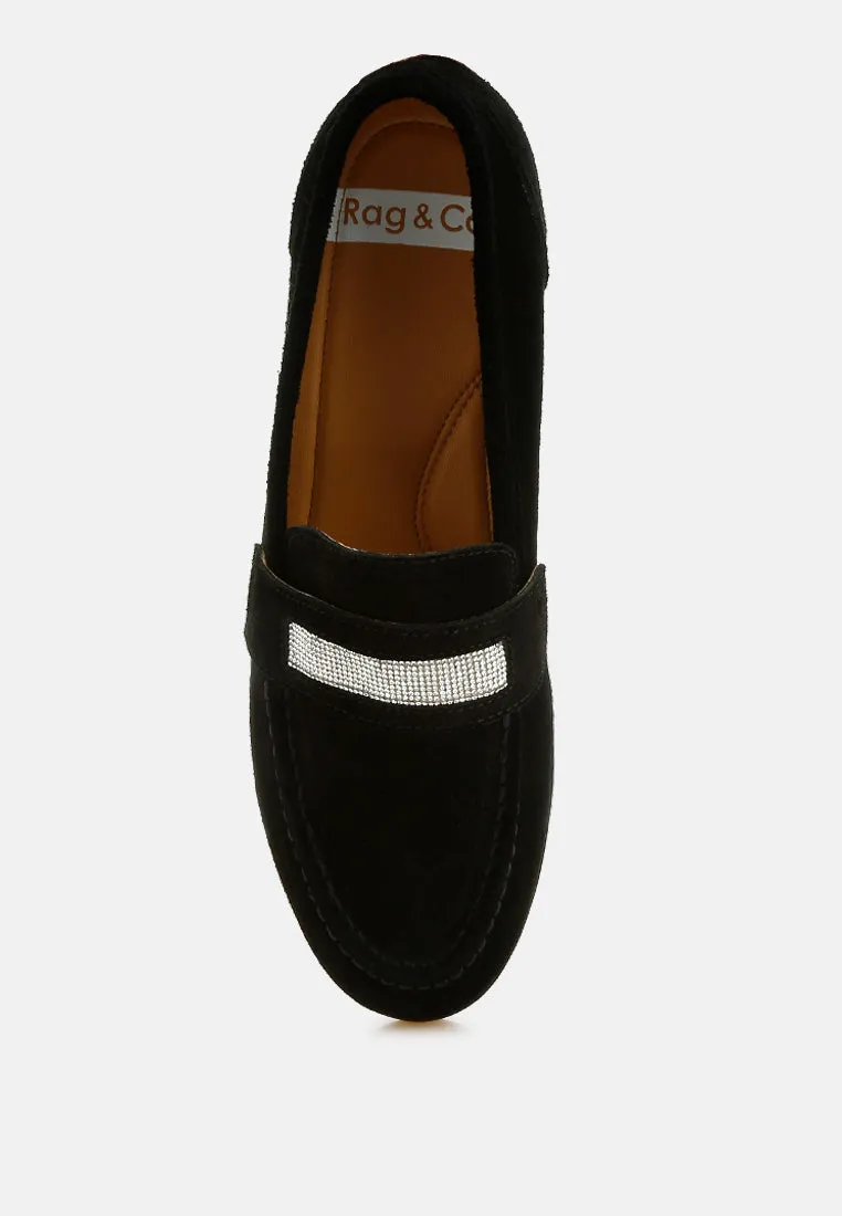 Rhinestone Penny Strap Loafers By RUW