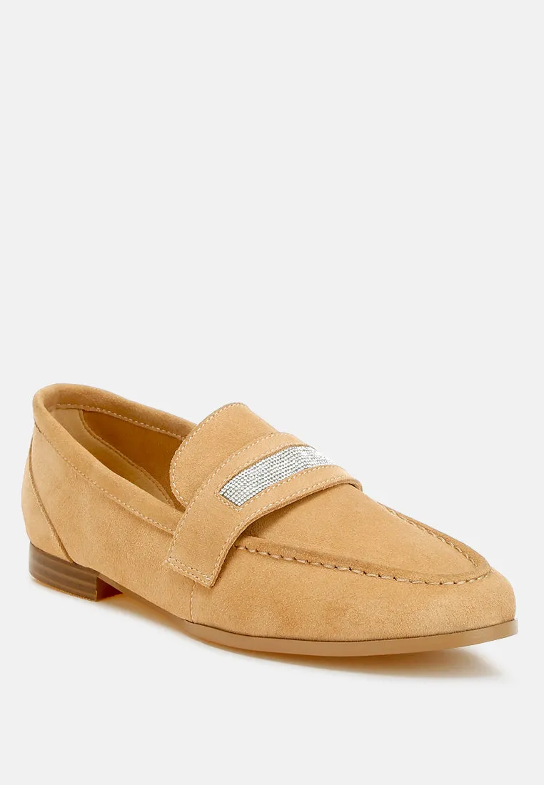Rhinestone Penny Strap Loafers By RUW