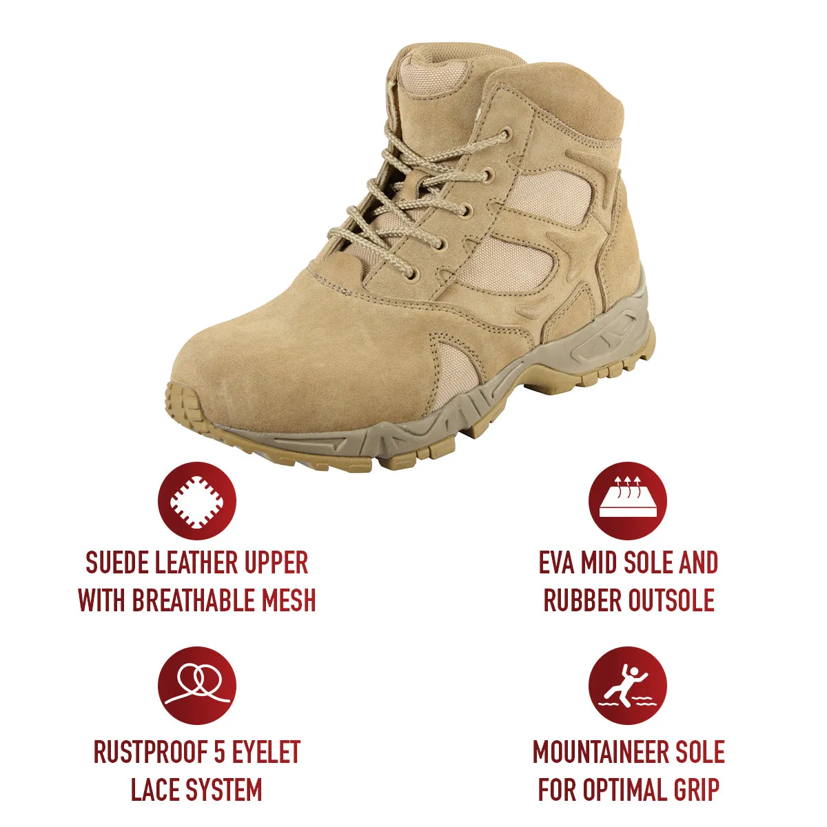 Rothco Forced Entry Desert Tan Deployment Boot - 6 Inch