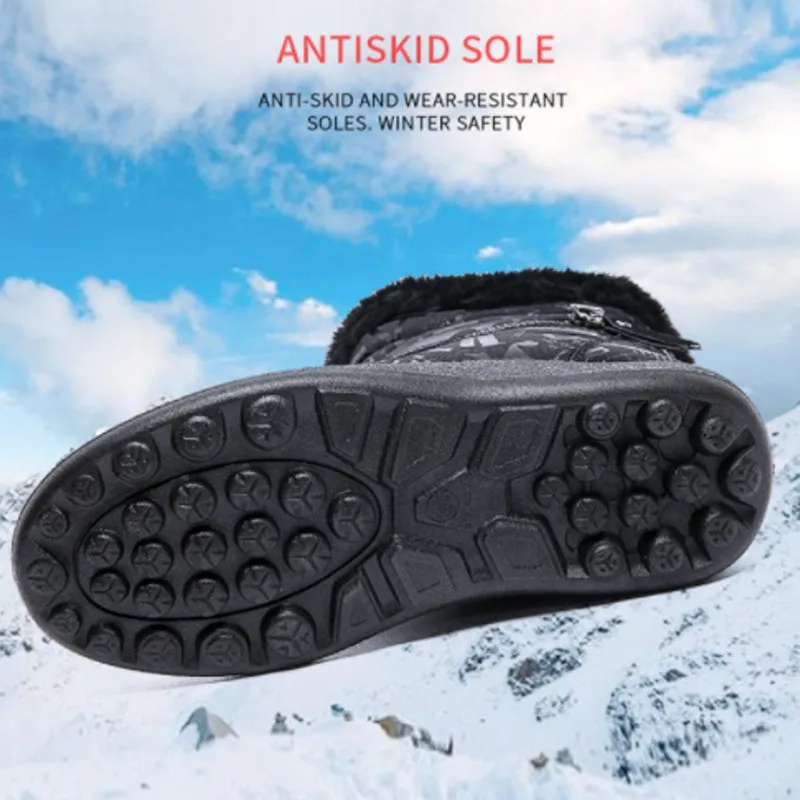 Round Toe Warm Lining Waterproof Cloth Zipper Ankle Snow Boots For Girls