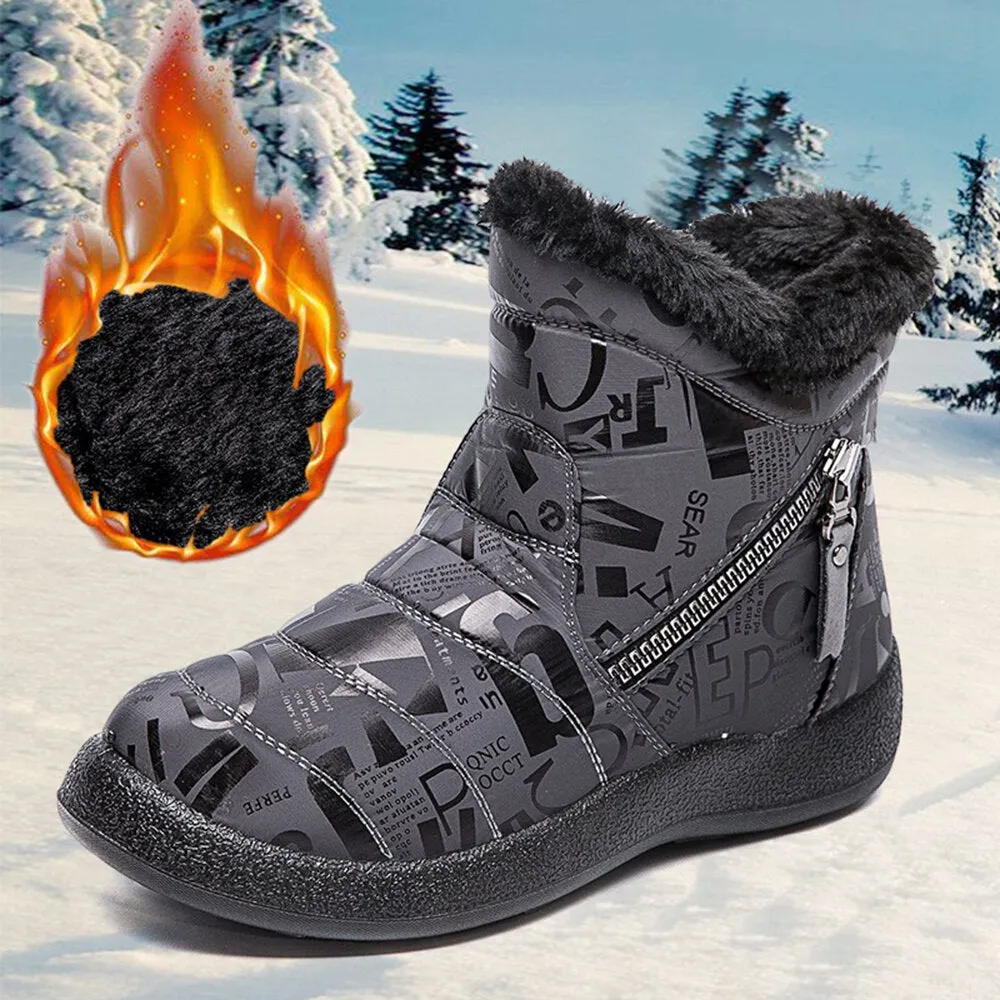 Round Toe Warm Lining Waterproof Cloth Zipper Ankle Snow Boots For Girls