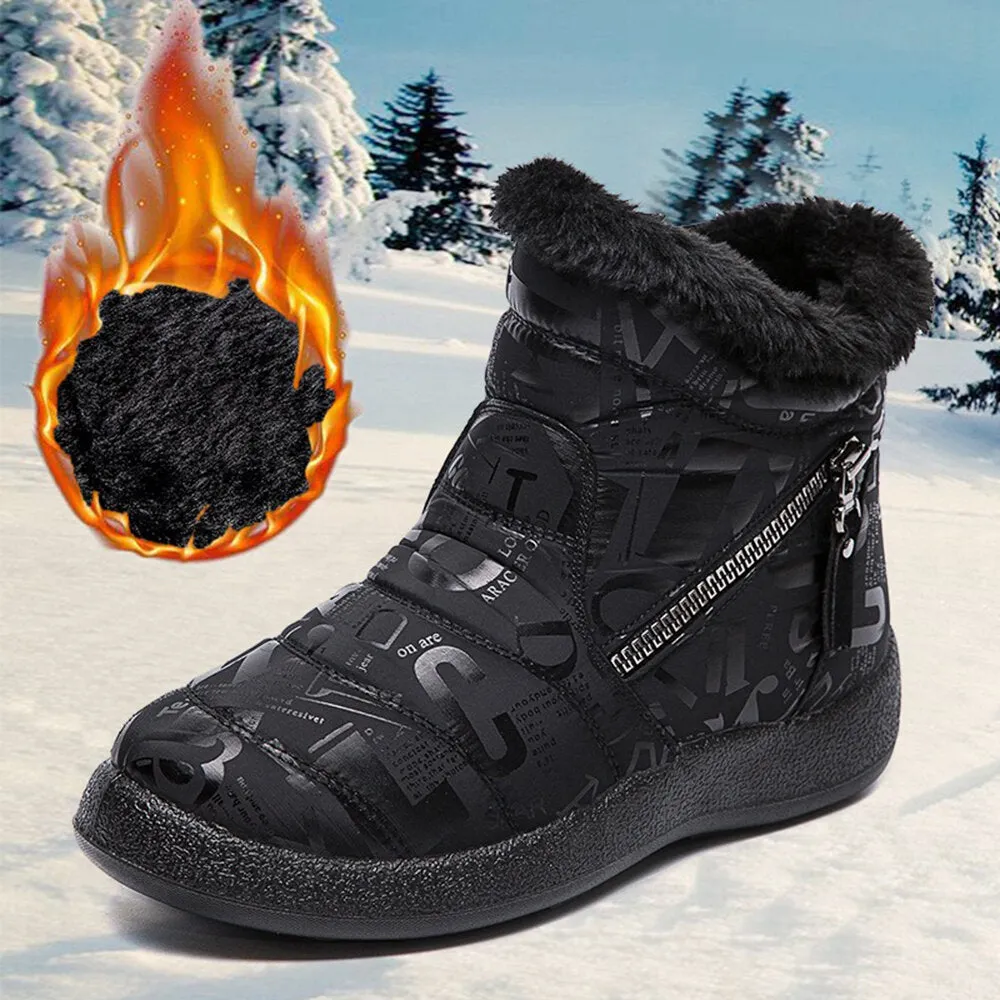Round Toe Warm Lining Waterproof Cloth Zipper Ankle Snow Boots For Girls