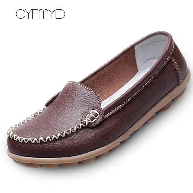Shoes woman oxford shallow genuine leather  fashion flats slip on shoes for women