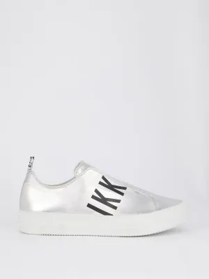 Silver Logo Slip On Sneakers