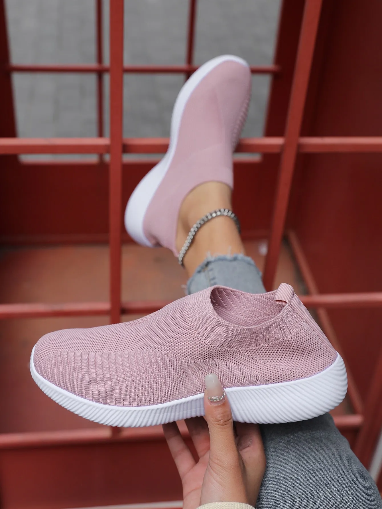 Slip-On Running Fabric Sneakers
