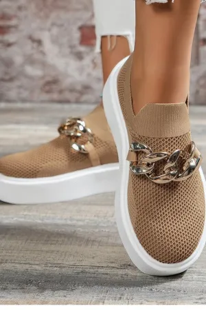 Slip On Sneakers Casual Canvas Loafers- Khaki