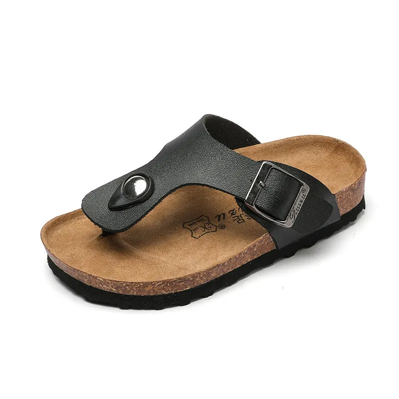 Spring/Summer Kids’ Cork Slippers, Boys’ and Girls’ Buckle Sandals and Flip Flops