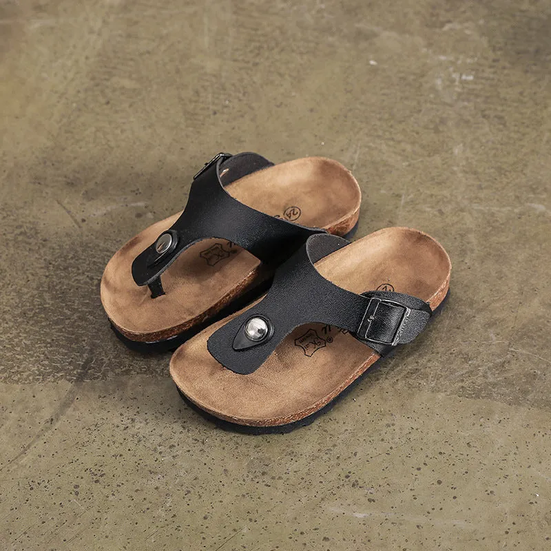 Spring/Summer Kids’ Cork Slippers, Boys’ and Girls’ Buckle Sandals and Flip Flops