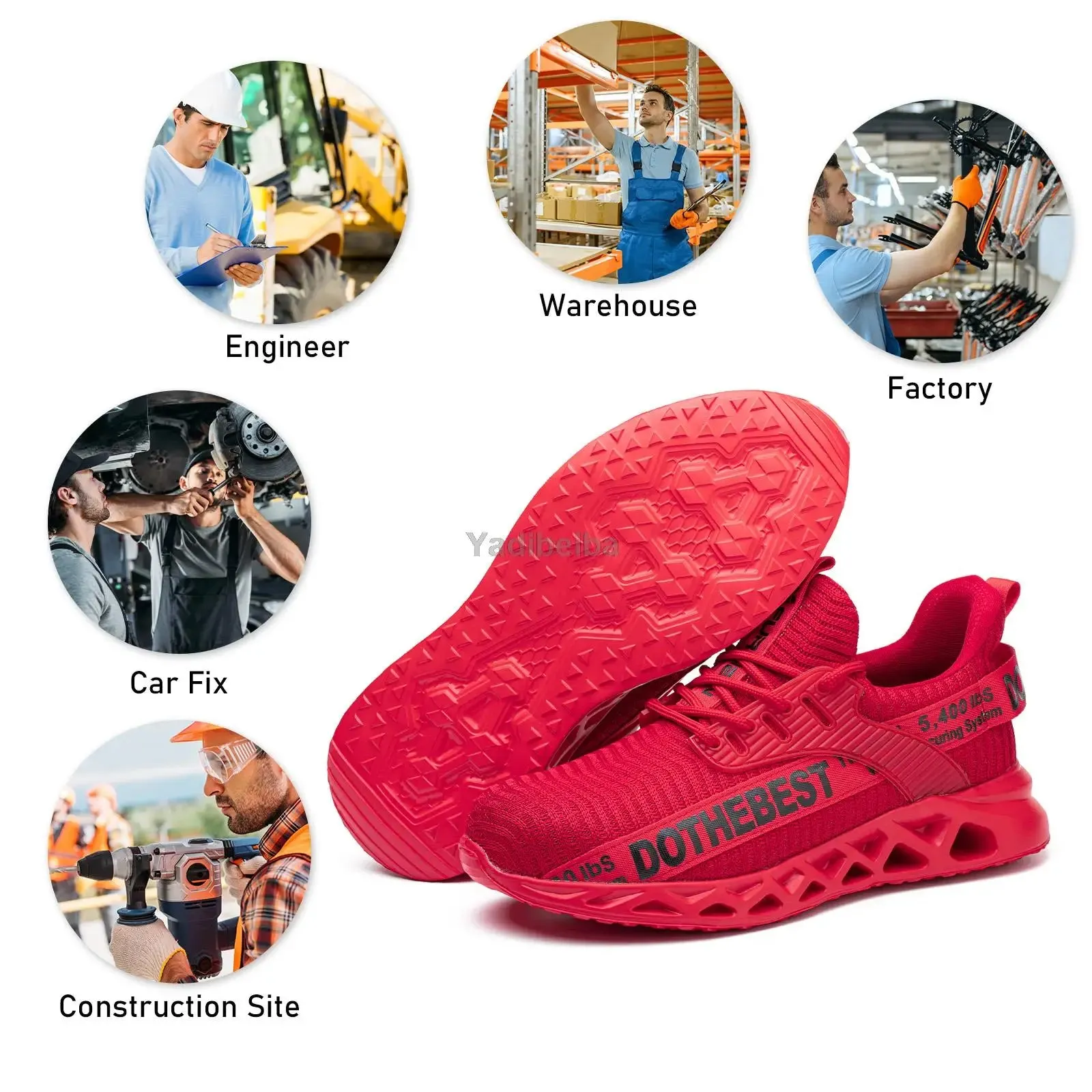 Steel Toe Safety Shoes – Lightweight Work Sneakers, Puncture-Proof Work Shoes, Unisex Construction Safety Boots for Men and Women