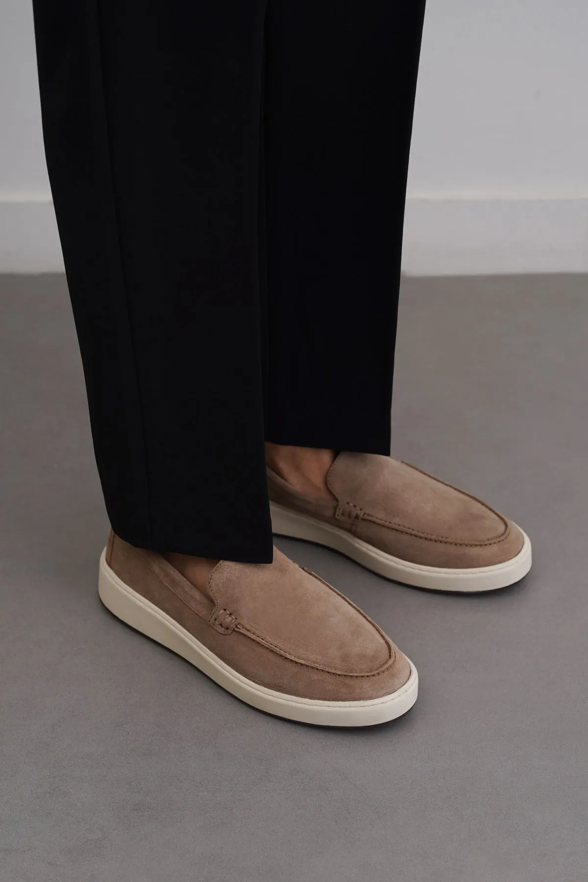 SUEDE LEATHER SLIP ON LOAFERS