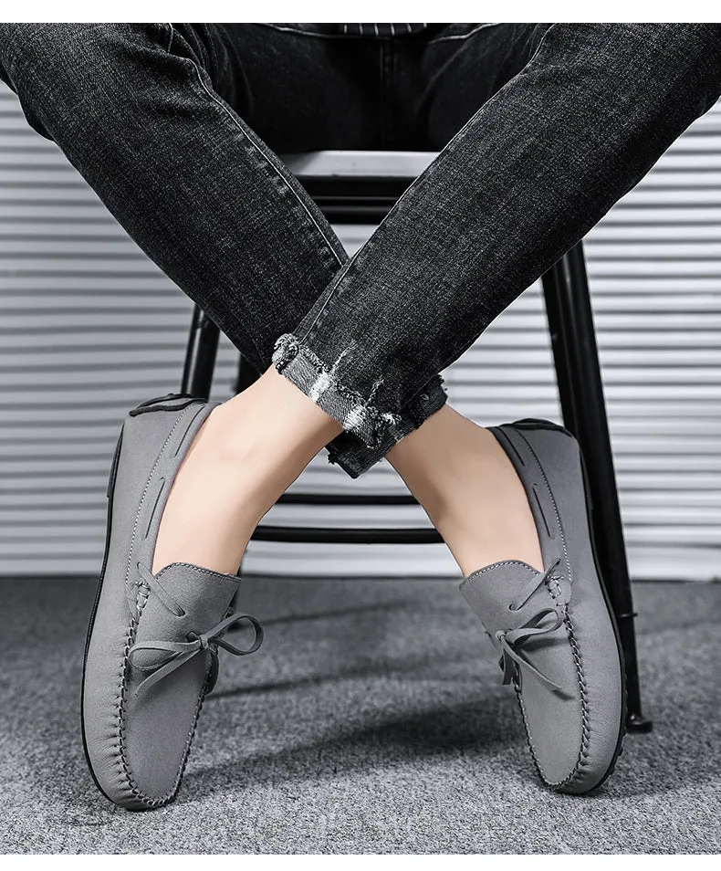 Suede Mens Loafers Luxury Brand Italian Designer Casual Shoes
