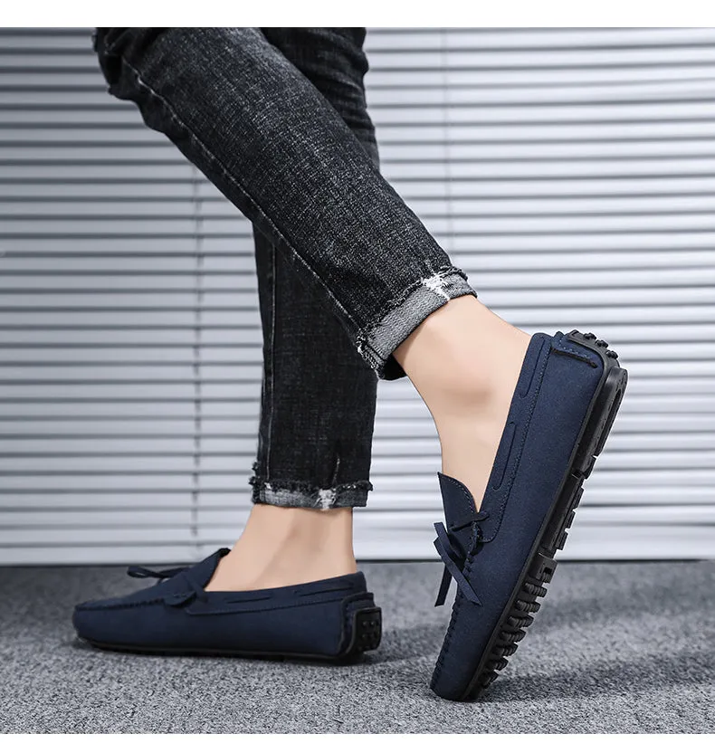 Suede Mens Loafers Luxury Brand Italian Designer Casual Shoes