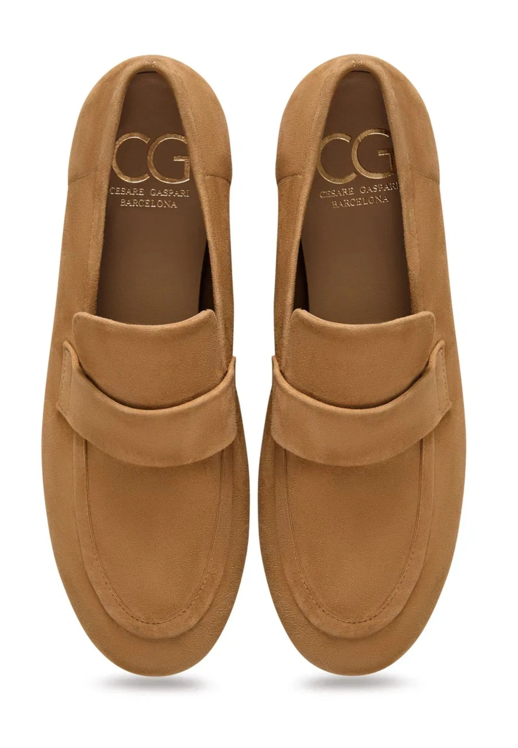 Suede Penny Loafers - Beige