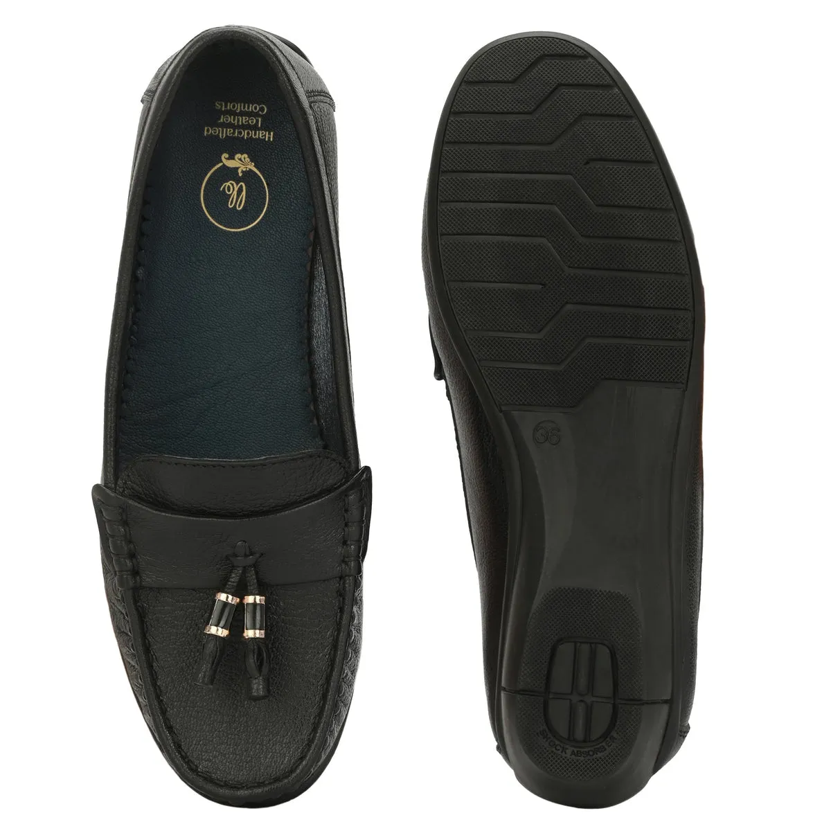 Sydney Tassel Black Leather Loafers