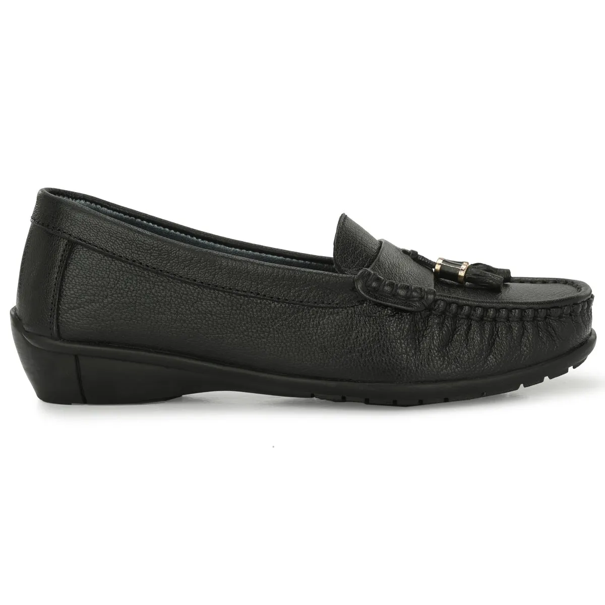 Sydney Tassel Black Leather Loafers