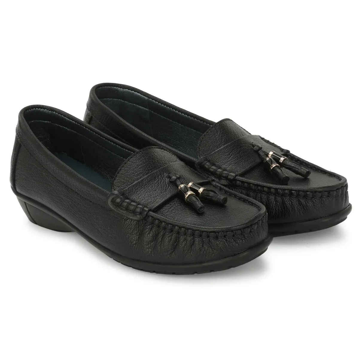 Sydney Tassel Black Leather Loafers