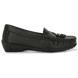 Sydney Tassel Black Leather Loafers