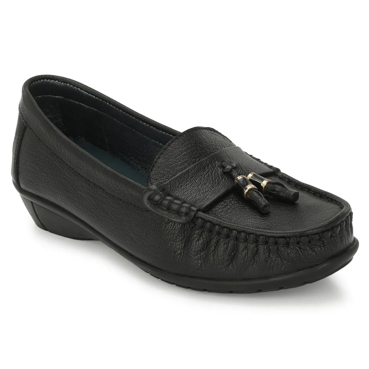 Sydney Tassel Black Leather Loafers