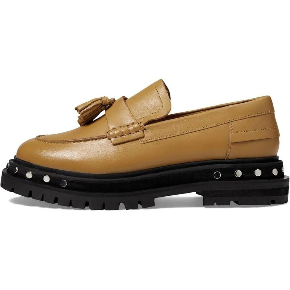 Teagan Caramel Cafe Leather Tassel Loafers
