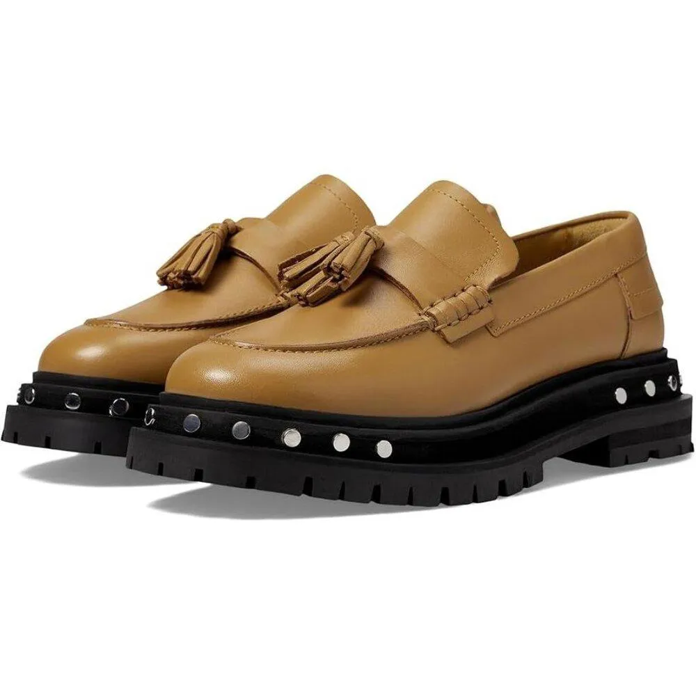 Teagan Caramel Cafe Leather Tassel Loafers