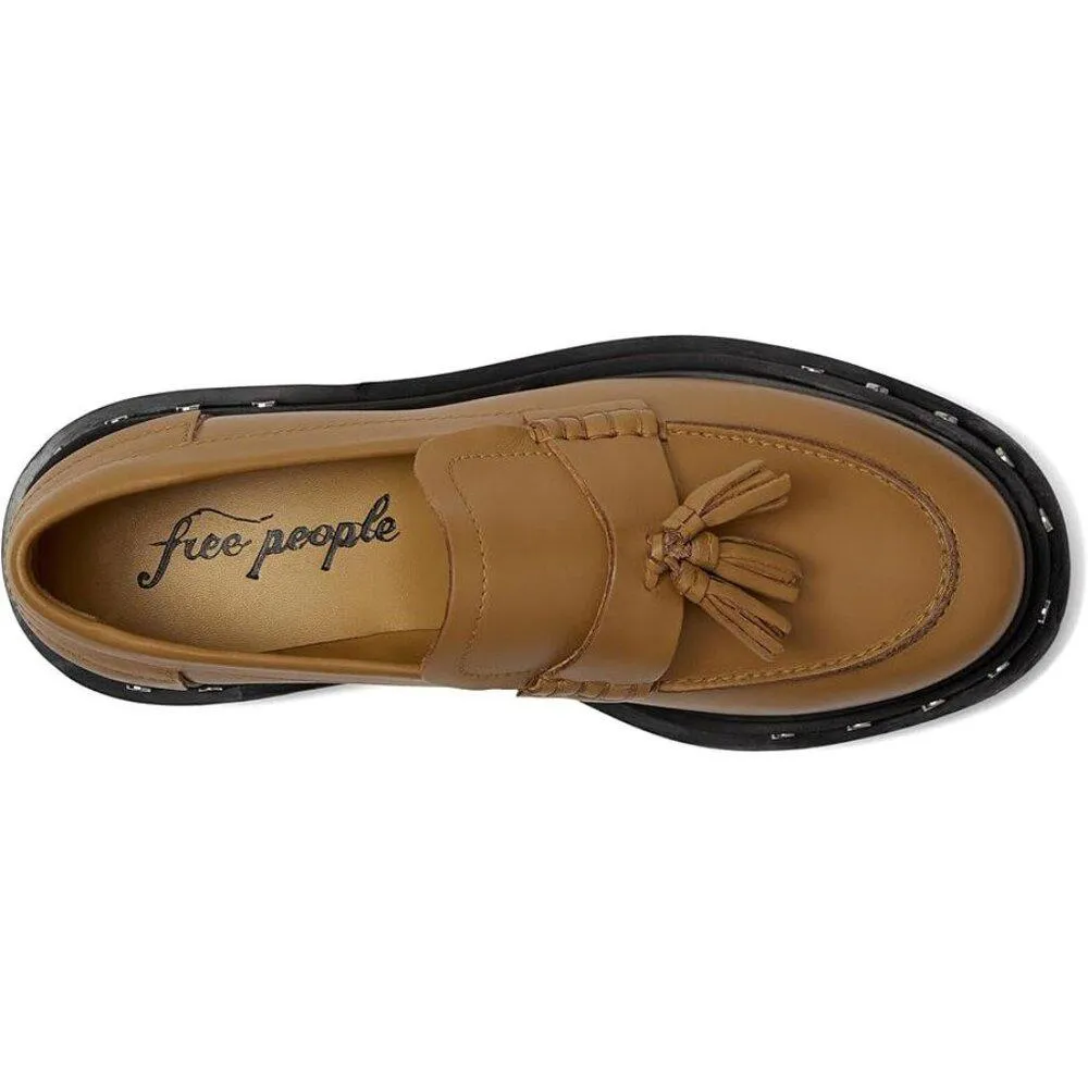 Teagan Caramel Cafe Leather Tassel Loafers