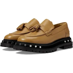 Teagan Caramel Cafe Leather Tassel Loafers