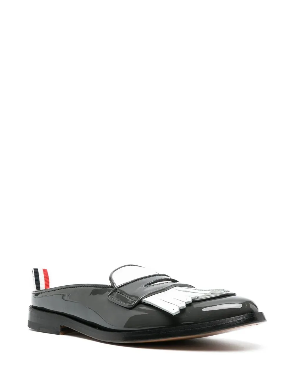 Thom Browne fringe-detail patent-leather mule loafers