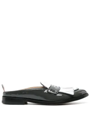 Thom Browne fringe-detail patent-leather mule loafers
