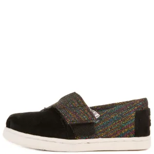 Tiny Toms: Classics Black Metallic Velvet Flats