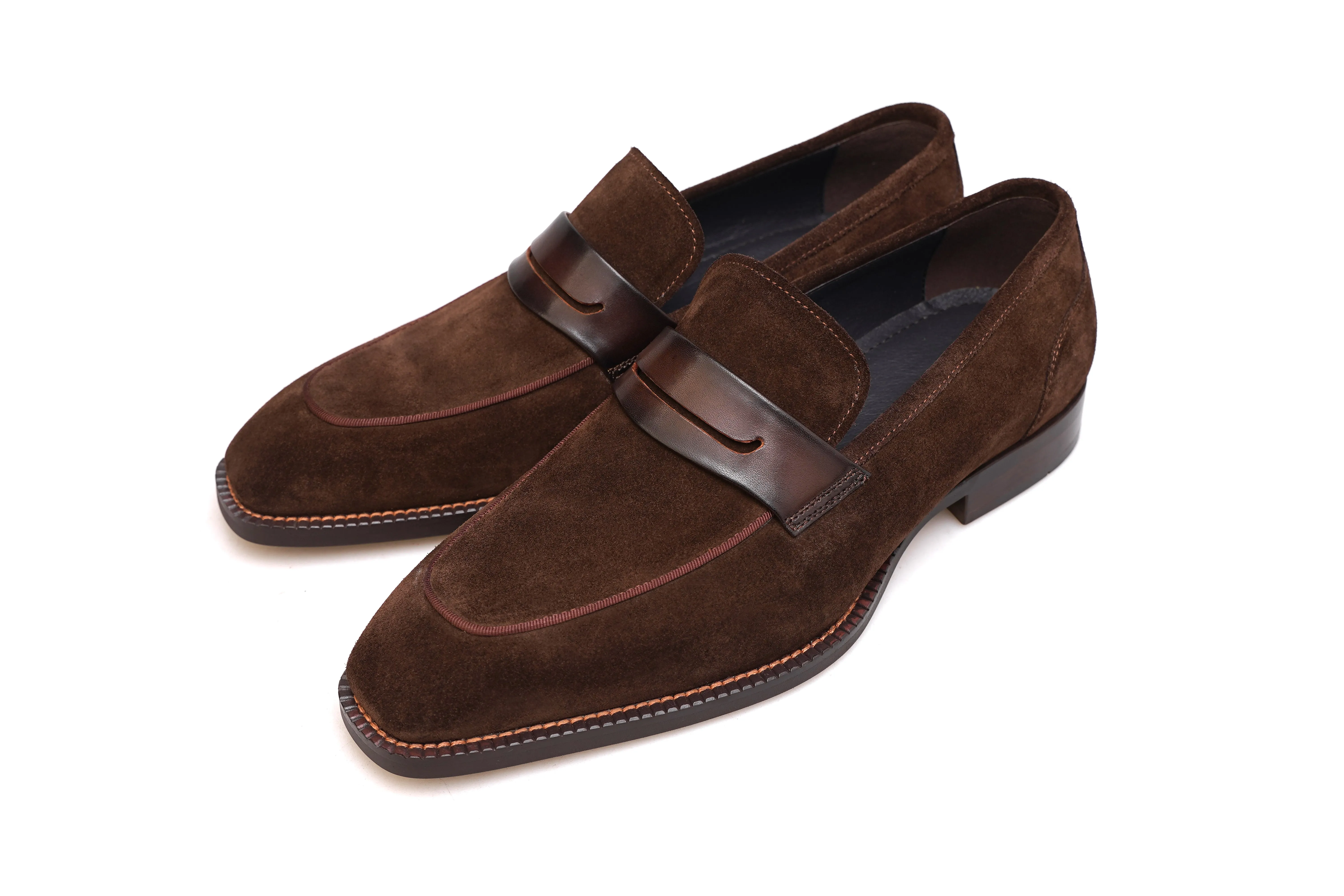 Titan Tailor Brown Suede Penny Loafers