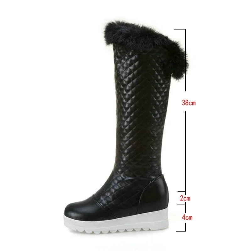 Warm Women Knee High Boots Black Snow Boots