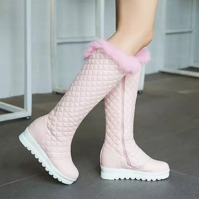 Warm Women Knee High Boots Black Snow Boots