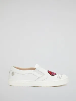 White Plein Wow Slip On Sneakers (Kids)