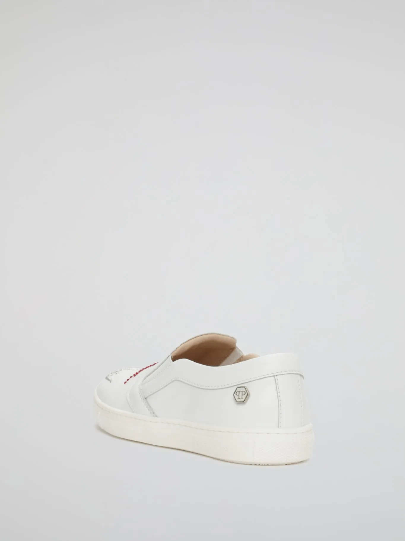 White Plein Wow Slip On Sneakers (Kids)