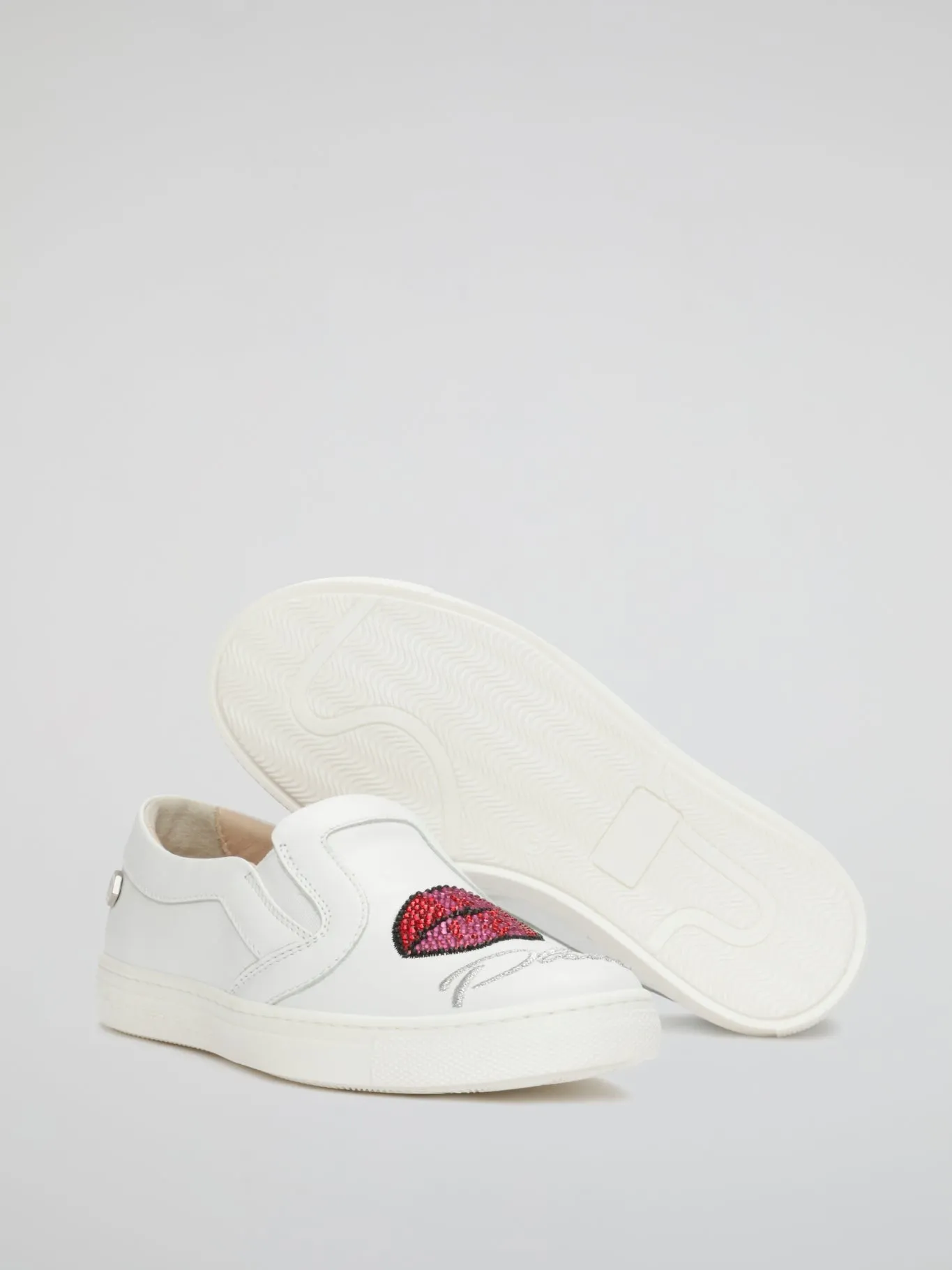 White Plein Wow Slip On Sneakers (Kids)
