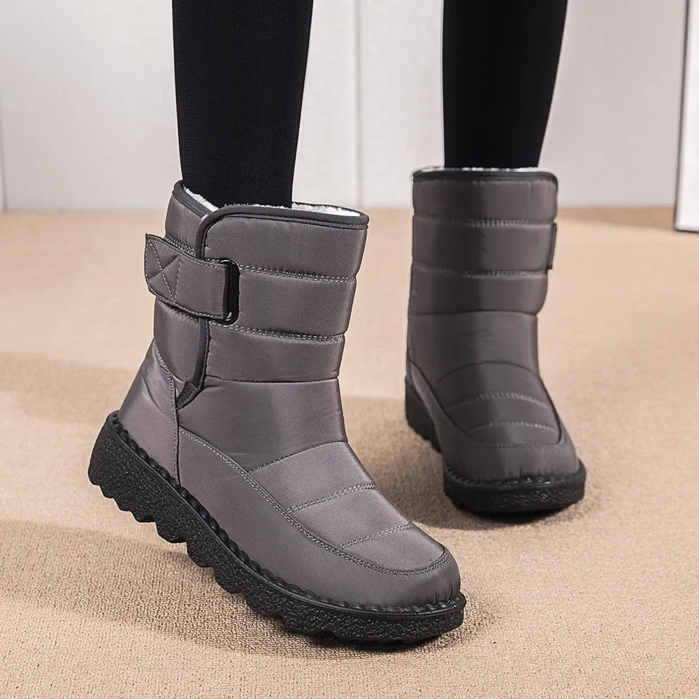 Winter Fabric Casual Cotton Shoes Mid-tube Artificial Wool Plus Velvet Thick Snow Boots