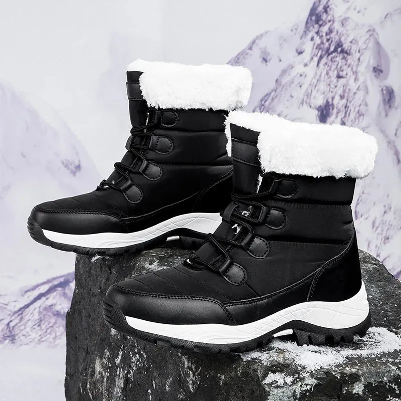 Winter Women's Snow Boots High Top Plus Velvet Women's Cotton Shoes Outdoor Warm Casual Shoes Comfortable Non-slip Hiking Boots