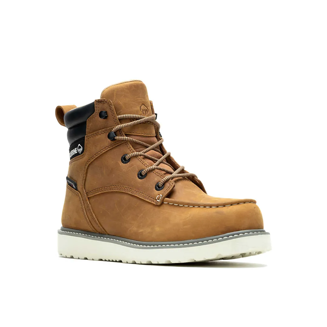 WOLVERINE W231116-EW TRADE WEDGE 6'' MOC TOE ST WP MN'S (Extra Wide) Wheat Leather Work Boots
