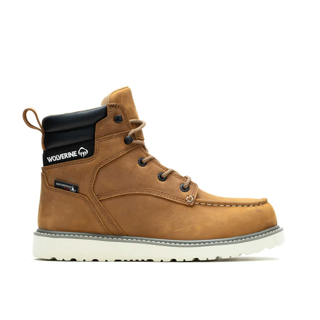 WOLVERINE W231116-EW TRADE WEDGE 6'' MOC TOE ST WP MN'S (Extra Wide) Wheat Leather Work Boots
