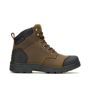 WOLVERINE W240055-EW CARLSBAD 6'' CAP TOE WP MN'S (Extra Wide) Brown Leather Work Boots