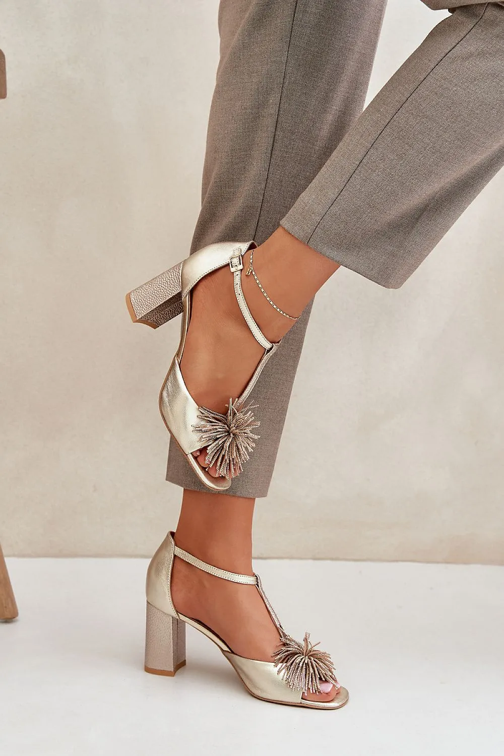 Women's leather heel sandals